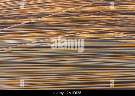 Hintergrund Textur des alten rostigen Stahl Baustoffe in einer Baustelle Stockfoto