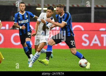 JOAQUIN CORREA LAZIO ROM UND MAILAND SKRINIAR INTER während Inter Vs Lazio, Milano, Italien, 25. September 2019, Fußball Italienische Fußball Serie A Männer Meisterschaft Stockfoto