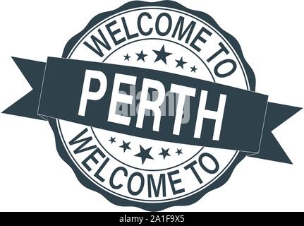 Nach Perth, Windy City grunge Stempelabdruck auf weißen, Vector Illustration Willkommen Stock Vektor