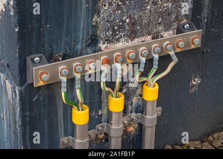 Bild von elektrische Erdung in einem Industriegebiet, es verhindert, dass Gefahr in elektrische Verknüpfung Situationen Stockfoto