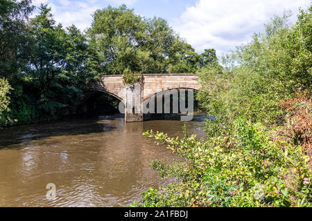 Duffield Brücke (aus dem 13. Jahrhundert und im 18. Jahrhundert erweitert) über den Fluss Derwent bei Duffield, Derbyshire UK Stockfoto