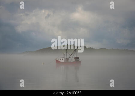 Einer nebligen Nachmittag in Lubec, Maine. Stockfoto