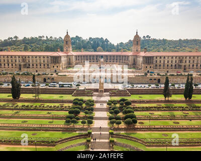Luftaufnahme von Nelson Mandela Garten und Union Buildings, Haus der Regierung und Präsident von Südafrika, Pretoria Stockfoto