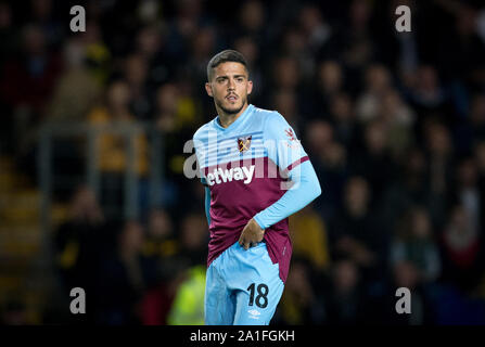 Oxford, UK. 25 Sep, 2019. Pablo Fornals West Ham Utd während der carabao Pokalspiel zwischen dem Oxford United und West Ham United in der Kassam Stadion, Oxford, England am 25. September 2019. Foto von Andy Rowland. Credit: PRiME Media Images/Alamy leben Nachrichten Stockfoto