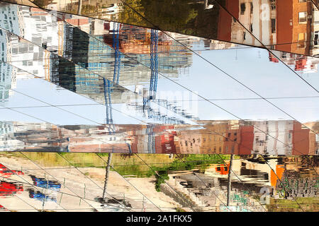 Barcelona, spiegelt sich in der Decke von Encants Nous Markt, Barcelona. Stockfoto