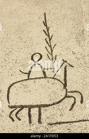 Pablo Picassos Frize, Barcelona. Gegenüber der Kathedrale von Barcelona, das Gebäude der Hochschule der Architekten von Katalonien weist drei Friese Stockfoto