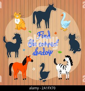 Tier silhouette Puzzle für Kinder vector Template Stock Vektor