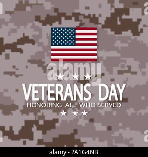 Tag Veteranen, 11. November, Patriotismus, Urlaub, Krieg, Frieden, Glück, Stolz, Amerika, USA, Parade. Vector Illustration eps 10. Stock Vektor