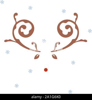 Rentier weihnachten Symbol mit Schneeflocken isoliert. Vector Illustration. Stock Vektor