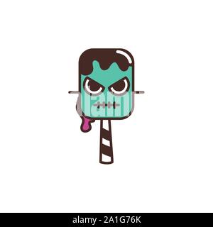 Lollipop frankenstein Süße cartoon Trick oder happy halloween behandeln Stock Vektor