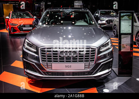 Frankfurt, 10. Sep 2019: Audi SQ2 quattro auf der IAA, Mini-SUV des deutschen Automobilherstellers Audi AG. Stockfoto