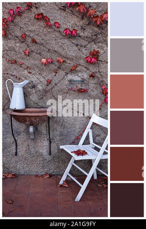 Swatch Farbpalette passende Farben des Herbstes. Collage collection Kombination von Herbst helle und dunkle Farben Palette Stockfoto