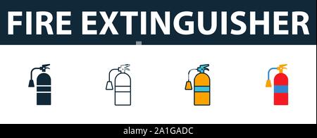 Feuerlöscher Icon Set. Premium Symbol in verschiedenen Stilen von Brandschutz icons Collection. Kreative Feuerlöscher Symbol, Umriss Stock Vektor