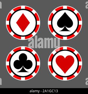 Ansicht von oben. Satz von Casino Chips. Vektor poker chip. Symbol. Stock Vektor
