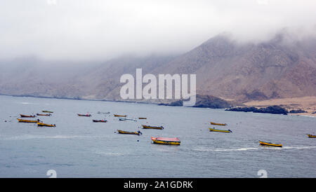 Fischereiflotte in den Pazifischen Ozean. La Caleta von Pan de Azucar National Park, Northern Chile. Stockfoto