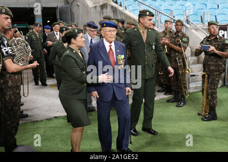 Porto Alegre, Brasilien. 25 Sep, 2019. Hommage an die brasilianische Armee Pracinhas bei Grêmio x Avaí in ein Gleiches gilt für die 21. Runde der brasilianischen Meisterschaft 2019. Match gehalten an der Grêmio Arena am Donnerstag (26.) in Porto Alegre, RS, Brasilien. Credit: Raul Pereira/FotoArena/Alamy leben Nachrichten Stockfoto