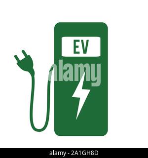 Elektroauto Ladestation Symbol auf weißem Hintergrund, Vector Illustration Stock Vektor