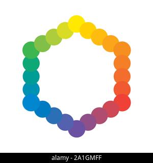 Basic Cognac Polychrome spektrale Versicolor Regenbogen Farben von 24 Ringe. Die spektrale Harmonischen bunte Palette des Malers. Stock Vektor