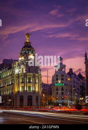 Madrid ist die Hauptstadt und bevölkerungsreichste Stadt von Spanien. Die Stadt hat knapp 3,3 Millionen Einwohner und eine Fläche von rund Stockfoto