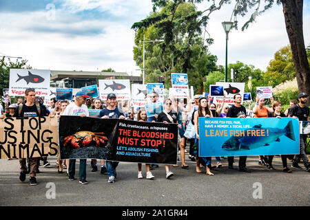 26. März 2017: März für Wassertiere Protestmarsch in Melbourne, Victoria, Australien Stockfoto