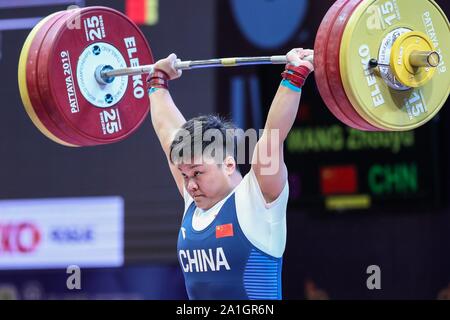 Pattaya, Thailand. 26 Sep, 2019. Wang Zhouyu von China konkurriert beim Gewichtheben der Frauen 87 kg bei den Weltmeisterschaften im Gewichtheben 2019 Pattaya, Thailand, Sept. 26, 2019 statt. Credit: Zhang Keren/Xinhua/Alamy leben Nachrichten Stockfoto