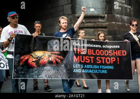 26. März 2017: März für Wassertiere Protestmarsch in Melbourne, Victoria, Australien Stockfoto