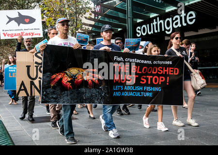 26. März 2017: März für Wassertiere Protestmarsch in Melbourne, Victoria, Australien Stockfoto