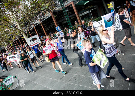 26. März 2017: März für Wassertiere Protestmarsch in Melbourne, Victoria, Australien Stockfoto
