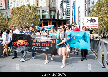 26. März 2017: März für Wassertiere Protestmarsch in Melbourne, Victoria, Australien Stockfoto