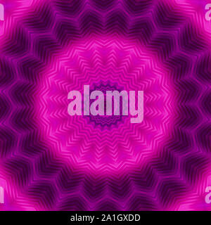 Neon circle Hintergrund in Magenta Tönen. Kaleidoskopische Muster. Futuristische Mandala. Stockfoto