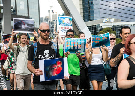 26. März 2017: März für Wassertiere Protestmarsch in Melbourne, Victoria, Australien Stockfoto