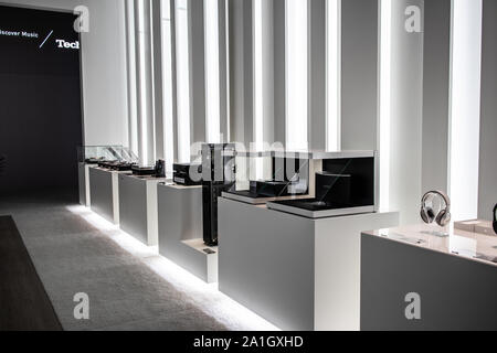 Technics Home Entertainment, Sound-Lautsprecher, Audiosteuerung, leistungsstarker Verstärker, Lautsprecher auf der Technics-Messe auf der Global Innovations Show IFA 2019 Stockfoto