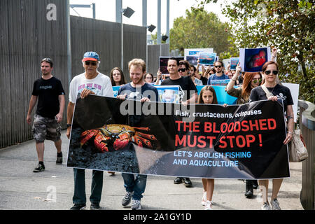 26. März 2017: März für Wassertiere Protestmarsch in Melbourne, Victoria, Australien Stockfoto