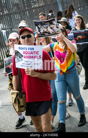 26. März 2017: März für Wassertiere Protestmarsch in Melbourne, Victoria, Australien Stockfoto