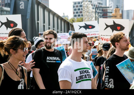 26. März 2017: März für Wassertiere Protestmarsch in Melbourne, Victoria, Australien Stockfoto