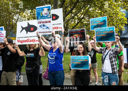 26. März 2017: März für Wassertiere Protestmarsch in Melbourne, Victoria, Australien Stockfoto