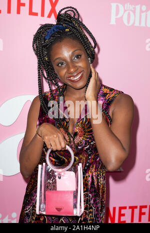 New York, NY - 26. September 2019: Ziwe Fumudoh Netflix der Politiker Premiere auf der DGA-Theater besucht Stockfoto