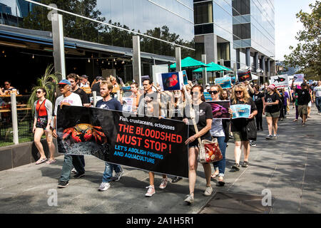 26. März 2017: März für Wassertiere Protestmarsch in Melbourne, Victoria, Australien Stockfoto