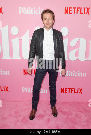 New York, NY - 26. September 2019: Joseph Mazzello Netflix der Politiker Premiere auf der DGA-Theater besucht Stockfoto