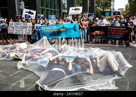 26. März 2017: März für Wassertiere Protestmarsch in Melbourne, Victoria, Australien Stockfoto