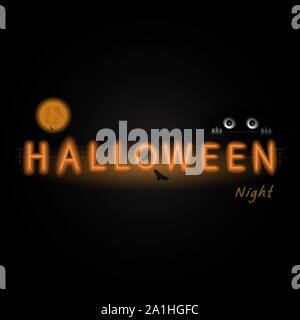 Halloween Leuchtreklame. Happy Halloween Typografie logo Hintergrund. Konzept der Halloween Party und Trick oder Festlichkeit. Design Template web für Banner, Poster, gre Stock Vektor
