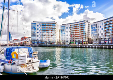 Titanic Quarter Marina in Belfast, Nordirland Stockfoto