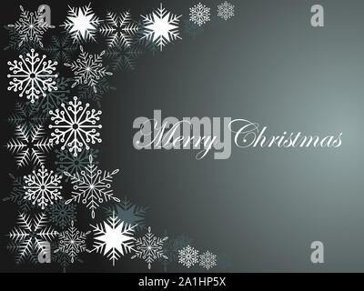 Frohe Weihnachten und guten Rutsch ins neue Jahr. Hintergrund mit Schneeflocken für die Gestaltung von Einladungen, Karten, Plakate, Banner. Stock Vektor