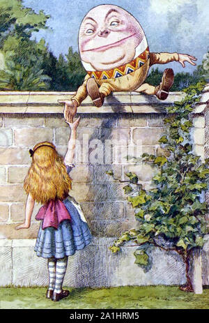 HUMPTY DUMPTY und Alice aus Durch den Spiegel Illustriert von John John Tenniel Stockfoto