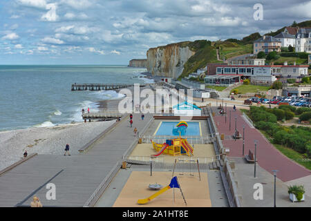 Meer in Veules-les-Roses, Normandie, Frankreich Stockfoto