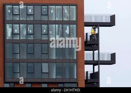 Botschaft Gärten, einen neuen Baustein der modernen Apartments in neun Elms im Süden Londons. Juli 30, 2019 Stockfoto