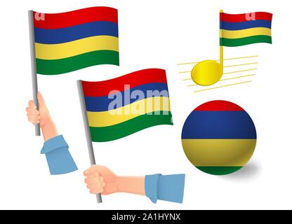 Mauritius Flagge Symbol gesetzt. Flagge von Mauritius illustration Stockfoto