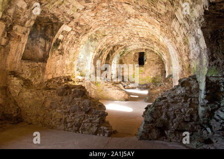 Im Gewölbekeller des Dirleton Castle. East Lothian, Schottland Stockfoto