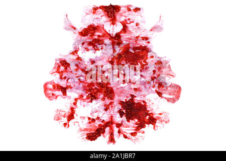 Rorschach tintenklecks Test auf Weiß isoliert. Ink blot für psychiatrische Auswertungen. Hochauflösendes Foto. Stockfoto