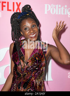 New York, Vereinigte Staaten. 26 Sep, 2019. Ziwe Fumudoh besucht Netflix der Politiker Premiere auf der DGA-Theater (Foto von Lew Radin/Pacific Press) Quelle: Pacific Press Agency/Alamy leben Nachrichten Stockfoto